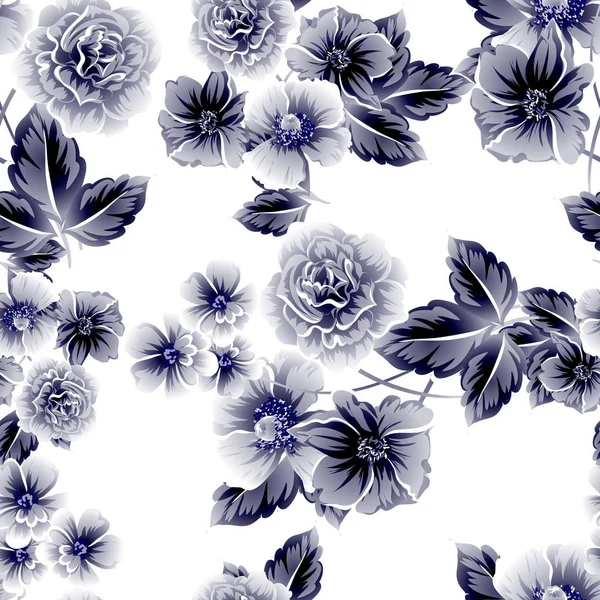 Florales Nahtloses Vintage Stil Muster Auf Weißem Hintergrund — Stockvektor