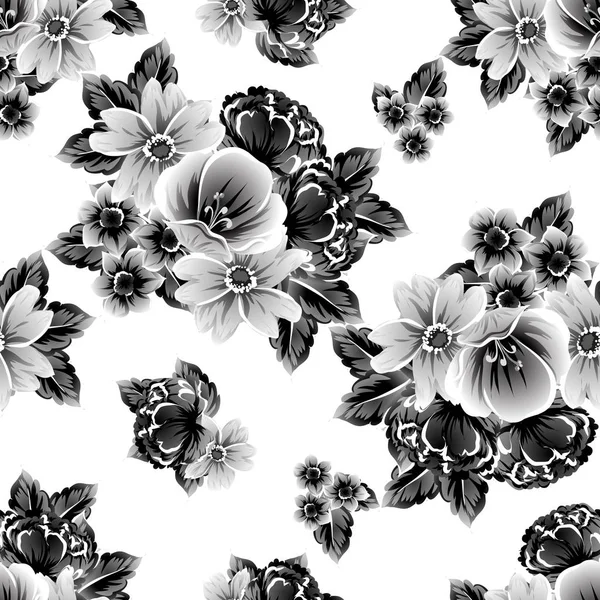 Květinové Bezešvé Vintage Styl Vzor Bílém Pozadí — Stockový vektor