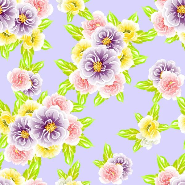 Kleurrijke Bloemen Vintage Stijl Patroon Violette Achtergrond — Stockvector