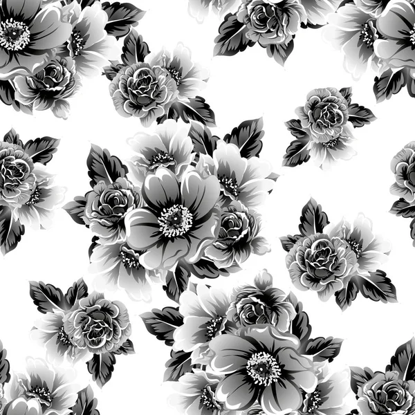 Floral Naadloze Vintage Stijl Patroon Witte Achtergrond — Stockvector