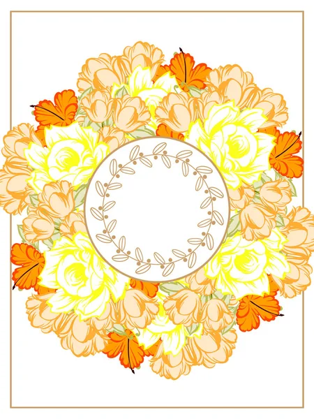 Karta Kwiat Kwiecisty Styl Vintage Kwiatowy Elementy Kolorze — Wektor stockowy