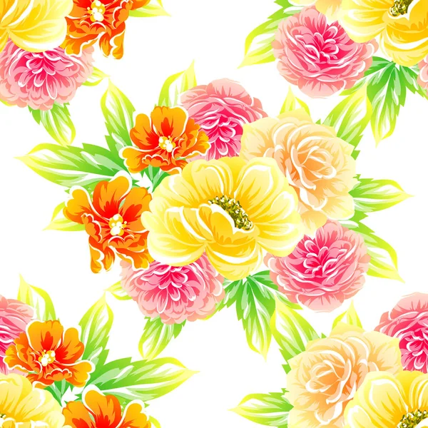 Padrão Estilo Vintage Floral Colorido Fundo Branco — Vetor de Stock