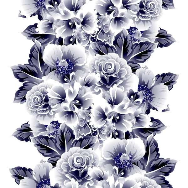 Квітковий Безшовний Вінтажний Візерунок Білому Тлі — стоковий вектор
