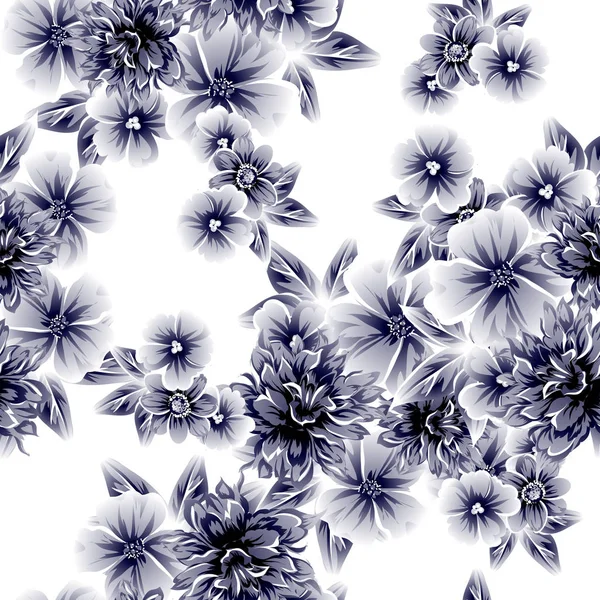 Florales Nahtloses Vintage Stil Muster Auf Weißem Hintergrund — Stockvektor