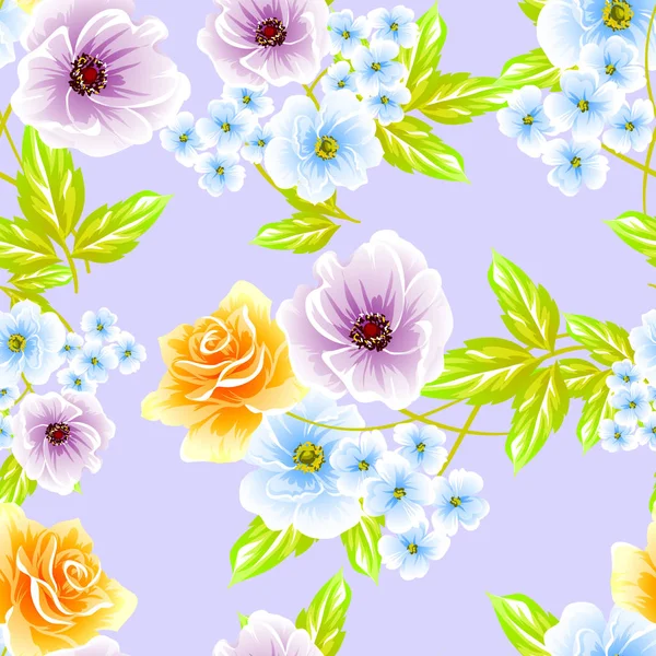 Patrón Estilo Vintage Floral Colorido Sobre Fondo Violeta — Vector de stock