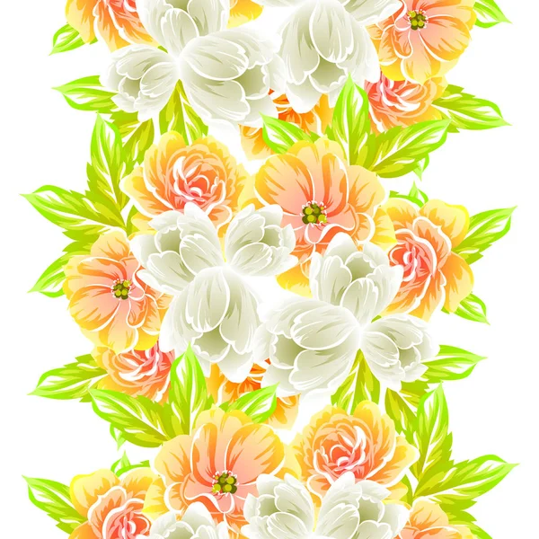 Modèle Vintage Floral Coloré Sur Fond Blanc — Image vectorielle