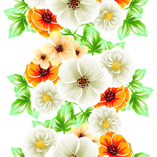 Värikäs Kukka Vintage Tyyli Kuvio Valkoisella Taustalla — vektorikuva