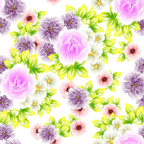 Patrón Estilo Vintage Floral Colorido Sobre Fondo Blanco — Vector de stock