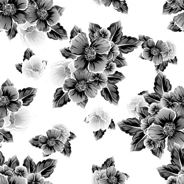 Floral Naadloze Vintage Stijl Patroon Witte Achtergrond — Stockvector