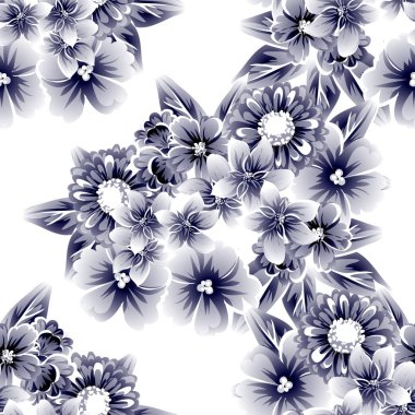 Beyaz arka plan üzerinde çiçek sorunsuz vintage tarzı desen 