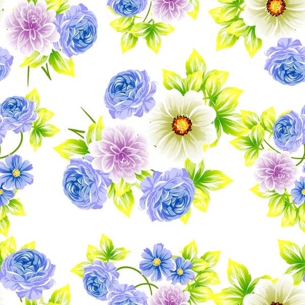 Patrón Estilo Vintage Floral Colorido Sobre Fondo Blanco — Archivo Imágenes Vectoriales