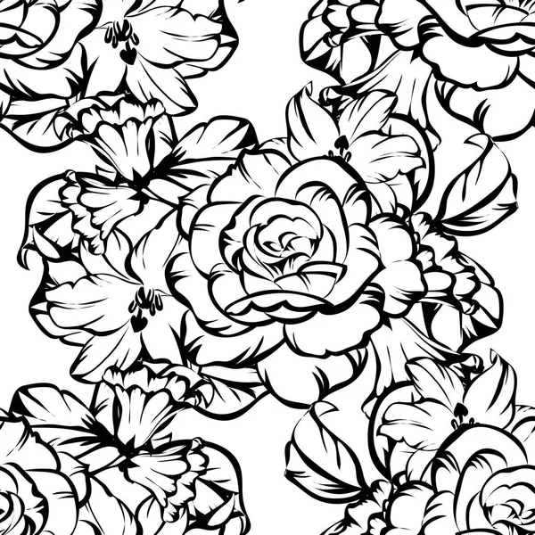 Beyaz Arka Plan Üzerinde Çiçek Sorunsuz Vintage Tarzı Desen — Stok Vektör