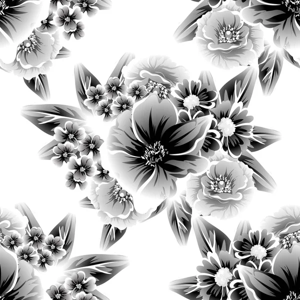 Floral Motif Style Vintage Sans Couture Sur Fond Blanc — Image vectorielle