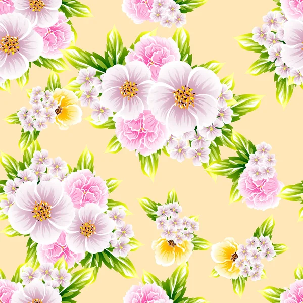 Padrão Estilo Vintage Floral Colorido Fundo Amarelo —  Vetores de Stock