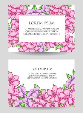 Klasik çiçek düğün kartları seti. Çiçek renginde elementler