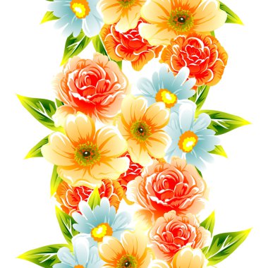 Sorunsuz vintage tarzı çiçek deseni. Renkli çiçek öğeleri