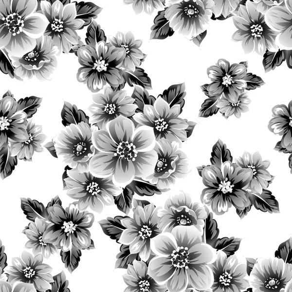 Květinové Bezešvé Vintage Styl Vzor Bílém Pozadí — Stockový vektor