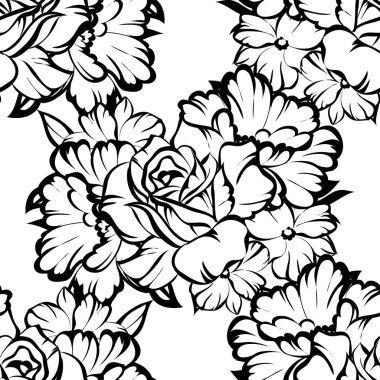 Sorunsuz vintage tarzı çiçek deseni. Çiçek öğeleri