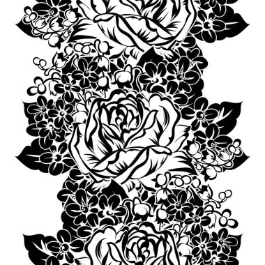 Sorunsuz vintage tarzı çiçek deseni. Çiçek öğeleri