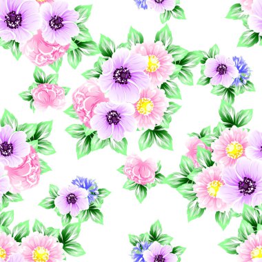 Sorunsuz vintage tarzı çiçek deseni. Renkli çiçek öğeleri