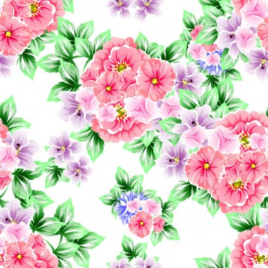 Sorunsuz vintage tarzı çiçek deseni. Renkli çiçek öğeleri