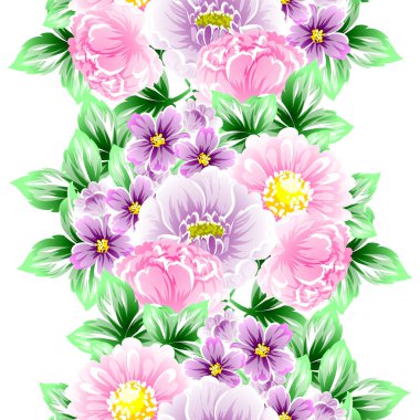 Sorunsuz vintage tarzı çiçek deseni. Renkli çiçek öğeleri