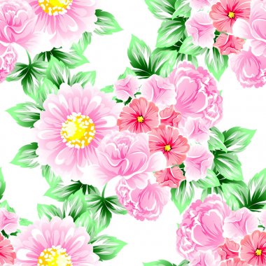 Sorunsuz vintage tarzı çiçek deseni. Renkli çiçek öğeleri