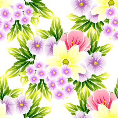 Sorunsuz vintage tarzı çiçek deseni. Renkli çiçek öğeleri