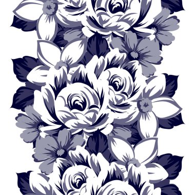 Sorunsuz vintage tarzı çiçek deseni. Çiçek öğeleri