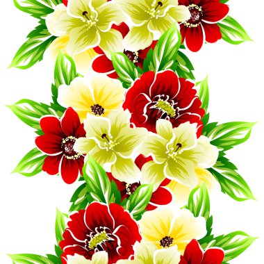 Sorunsuz vintage tarzı çiçek deseni. Renkli çiçek öğeleri