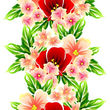 Sorunsuz vintage tarzı çiçek deseni. Renkli çiçek öğeleri