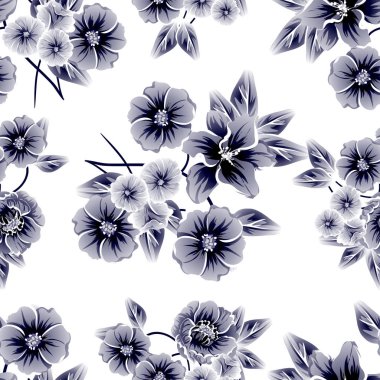 Sorunsuz vintage tarzı çiçek deseni. Çiçek öğeleri