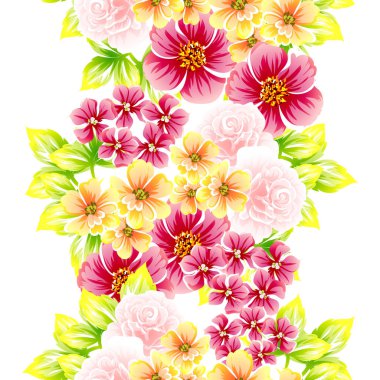 Sorunsuz vintage tarzı çiçek deseni. Renkli çiçek öğeleri