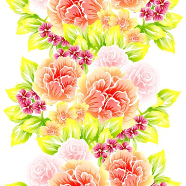 Sorunsuz vintage tarzı çiçek deseni. Renkli çiçek öğeleri