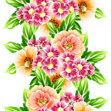 Sorunsuz vintage tarzı çiçek deseni. Renkli çiçek öğeleri