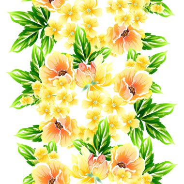 Sorunsuz vintage tarzı çiçek deseni. Renkli çiçek öğeleri