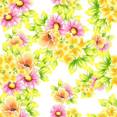 Sorunsuz vintage tarzı çiçek deseni. Renkli çiçek öğeleri