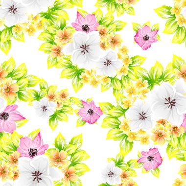 Sorunsuz vintage tarzı çiçek deseni. Renkli çiçek öğeleri