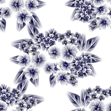 Sorunsuz vintage tarzı çiçek deseni. Çiçek öğeleri