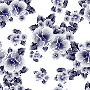 Sorunsuz vintage tarzı çiçek deseni. Çiçek öğeleri