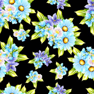 Sorunsuz vintage tarzı çiçek deseni. Renkli çiçek öğeleri