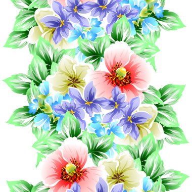 Sorunsuz vintage tarzı çiçek deseni. Renkli çiçek öğeleri