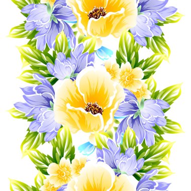 Sorunsuz vintage tarzı çiçek deseni. Renkli çiçek öğeleri