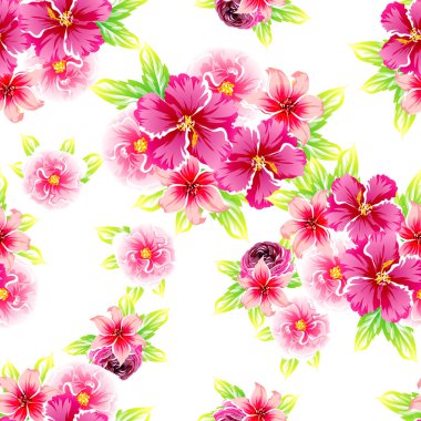 Sorunsuz vintage tarzı çiçek deseni. Renkli çiçek öğeleri