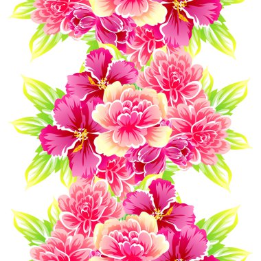 Sorunsuz vintage tarzı çiçek deseni. Renkli çiçek öğeleri