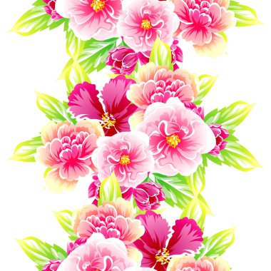 Sorunsuz vintage tarzı çiçek deseni. Renkli çiçek öğeleri