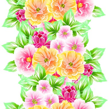 Sorunsuz vintage tarzı çiçek deseni. Renkli çiçek öğeleri