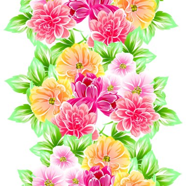 Sorunsuz vintage tarzı çiçek deseni. Renkli çiçek öğeleri