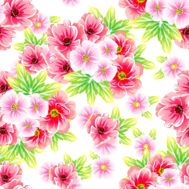 Sorunsuz vintage tarzı çiçek deseni. Renkli çiçek öğeleri