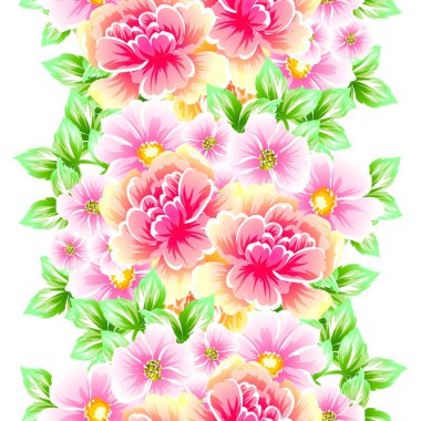 Sorunsuz vintage tarzı çiçek deseni. Renkli çiçek öğeleri